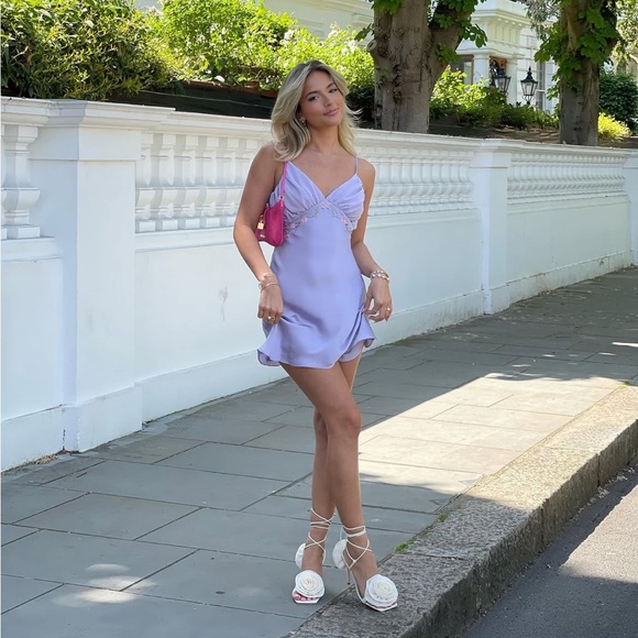 christa embroidered lavender mini dress Frankies Bikinis Christa Dress in White